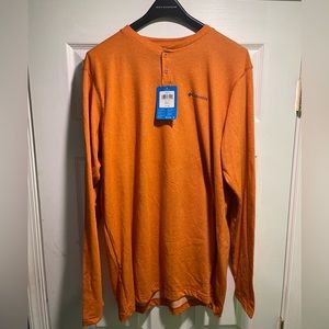 Columbia Omni-wick Henley long sleeve orange brand new w/tag-Size Large TALL